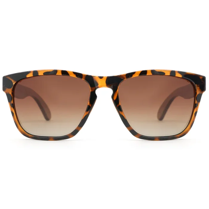 Stylish Tortoise Shell Sunglasses With Wooden Arms - Image 2