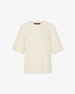Elegant Open-Knit Short Sleeve Sweater - Image 5