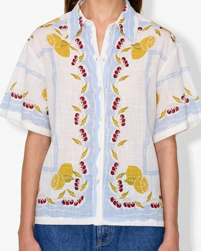 Embroidered Linen-Cotton Short-Sleeve Blouse - Image 2