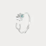 Elegant Four-Leaf Clover Open Ring