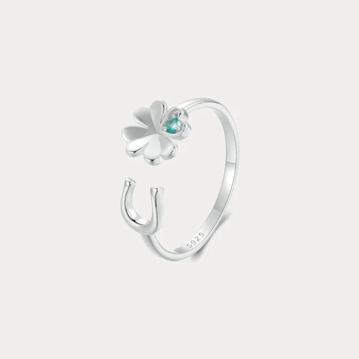 Elegant Four-Leaf Clover Open Ring - Image 1