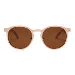 Stylish Rose Gold Sunglasses With Wooden Temples - Image 3