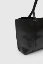 Minimalist Black Faux Leather Tote Bag - Image 6