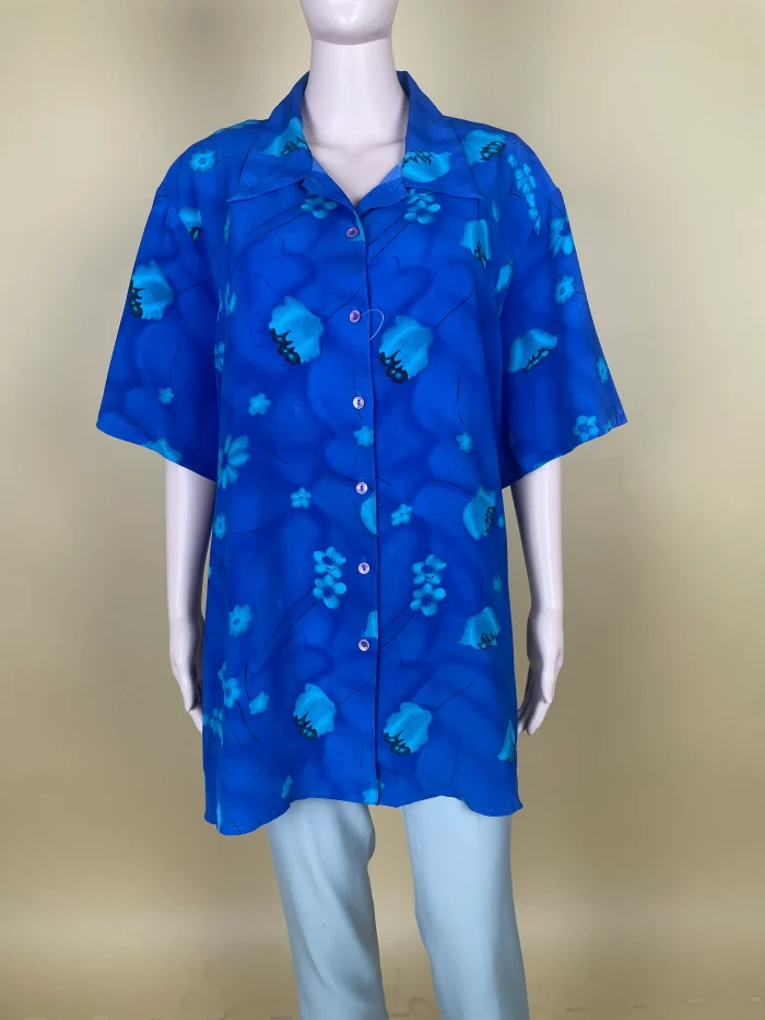 Floral Print Blue Shirt - Image 2