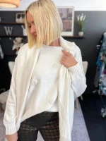 Elegant White Knit Sweater With Polka Dots - Image 4