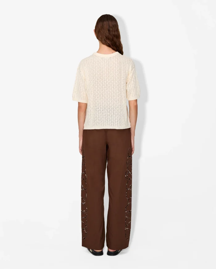 Elegant Open-Knit Short Sleeve Sweater - Image 4