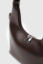 Chic Brown Faux Leather Handbag - Image 4