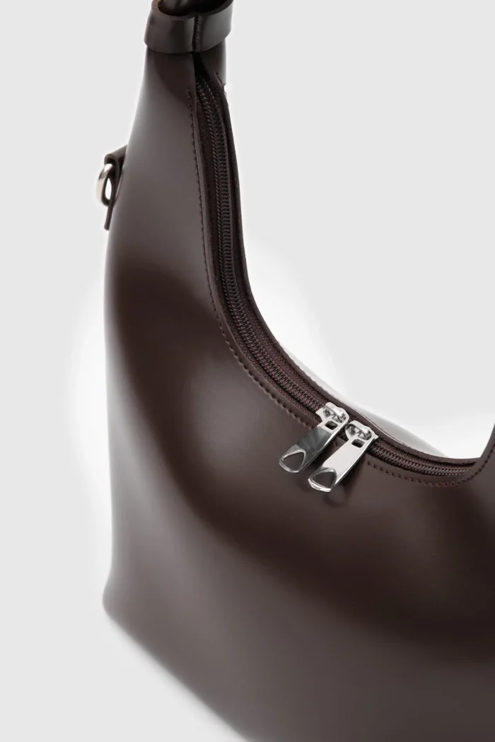 Chic Brown Faux Leather Handbag - Image 4