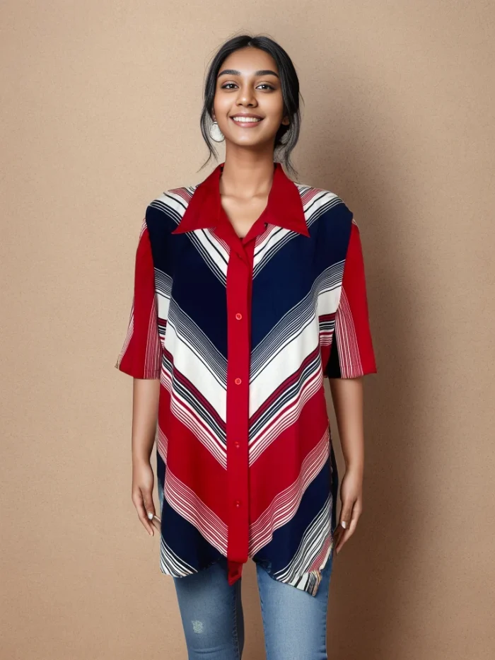 Chic Striped Oversized Shirt - Image 1