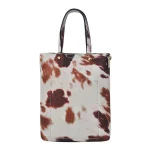 Stylish Cow Print Tote Bag With Adjustable Strap - Image 4