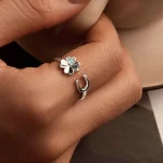 Elegant Four-Leaf Clover Open Ring - Image 4