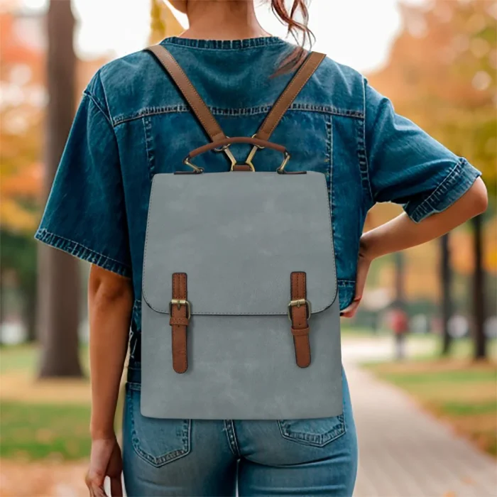 Stylish Backpack With Brown Leather Straps - Image 1