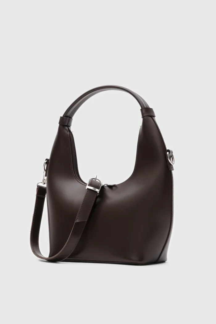 Chic Brown Faux Leather Handbag - Image 3