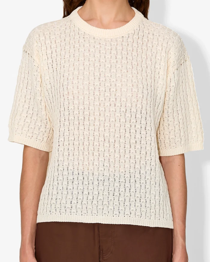 Elegant Open-Knit Short Sleeve Sweater - Image 2