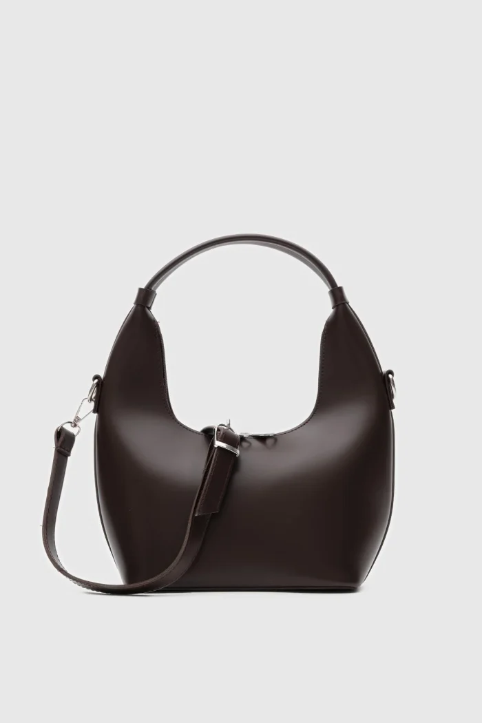 Chic Brown Faux Leather Handbag - Image 1