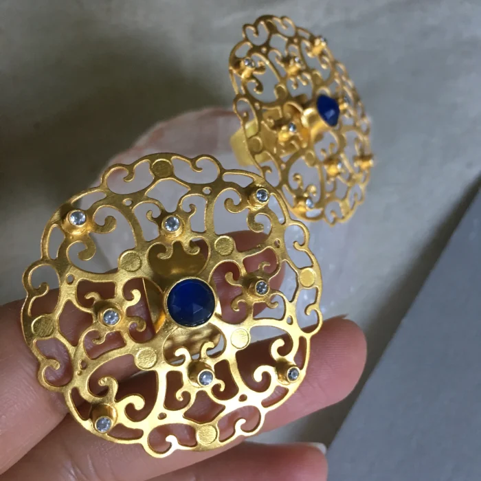 Ornate Floral Filigree Adjustable Ring - Image 4