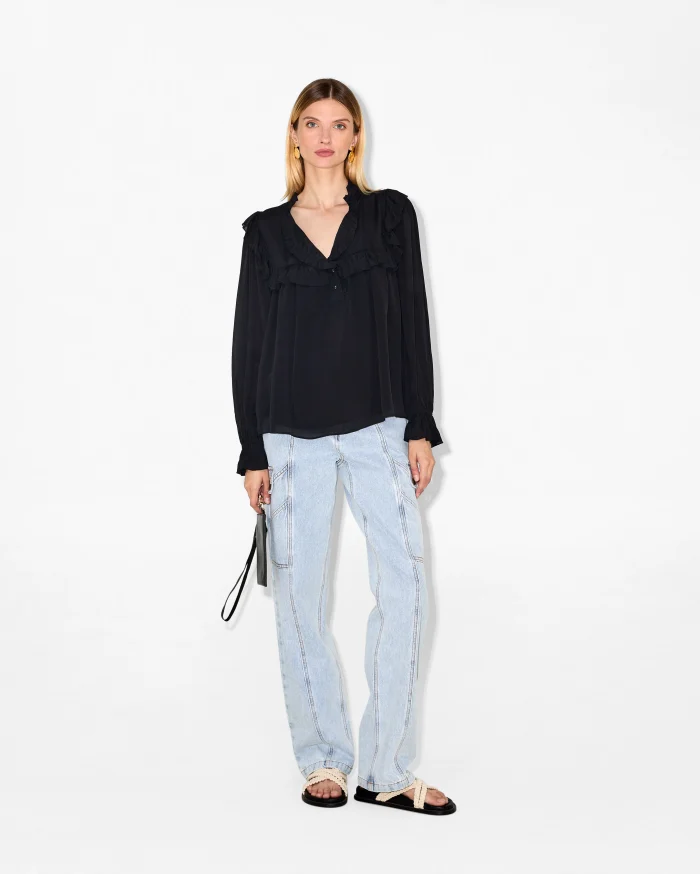 Elegant Black Ruffled Blouse - Image 2