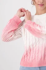 Gradient Knit Sweater With Openwork Design - Image 6