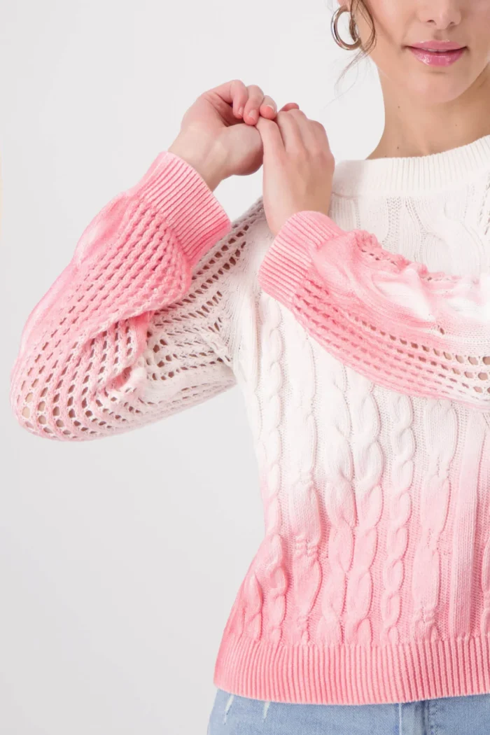 Gradient Knit Sweater With Openwork Design - Image 6