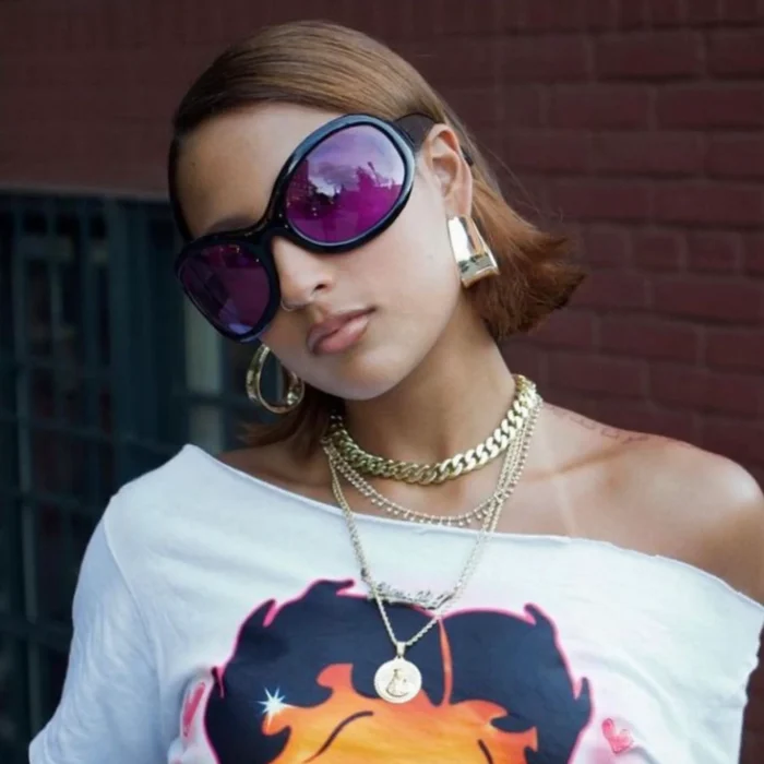 Stylish Oversized Blue Lens Sunglasses - Image 15