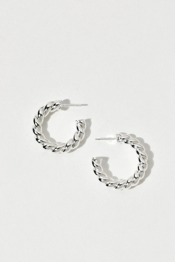 Elegant Twisted Hoop Earrings - Image 2