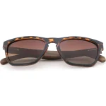 Stylish Tortoise Shell Sunglasses With Wooden Arms - Image 3