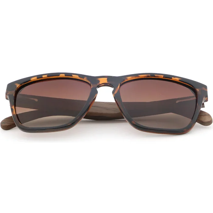 Stylish Tortoise Shell Sunglasses With Wooden Arms - Image 3