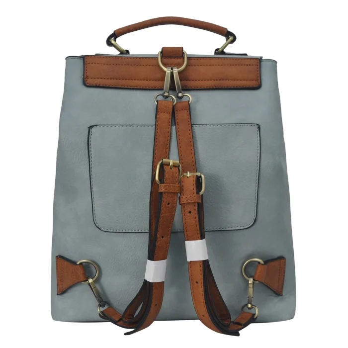 Stylish Backpack With Brown Leather Straps - Image 4