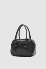 Elegant Black Handbag With Bow Detail - Image 2