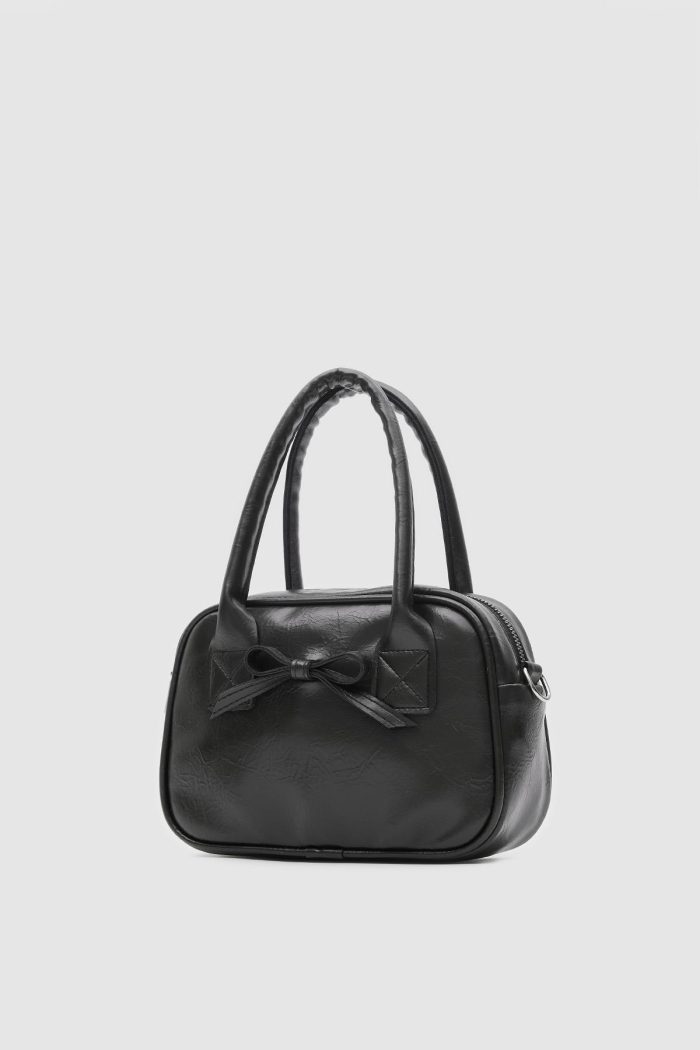 Elegant Black Handbag With Bow Detail - Image 2