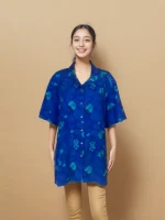 Floral Print Blue Shirt