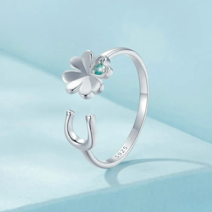 Elegant Four-Leaf Clover Open Ring - Image 5