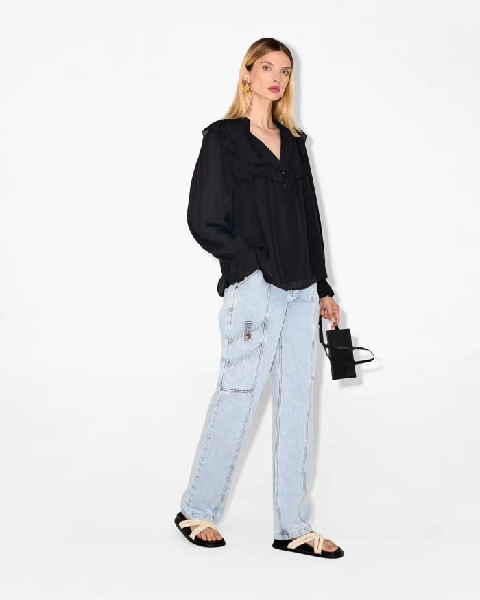 Elegant Black Ruffled Blouse - Image 4