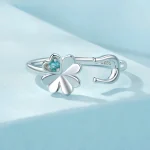 Elegant Four-Leaf Clover Open Ring - Image 2