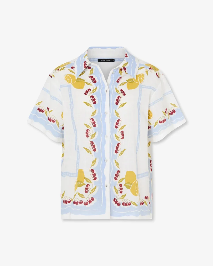 Embroidered Linen-Cotton Short-Sleeve Blouse - Image 5