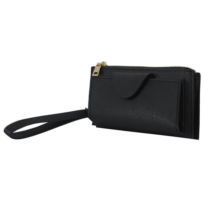 Compact Black Wristlet Wallet - Image 1