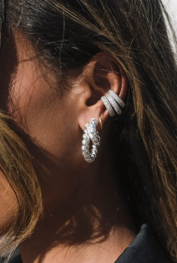 Elegant Twisted Hoop Earrings - Image 3