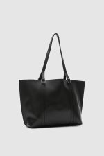 Minimalist Black Faux Leather Tote Bag - Image 2