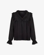 Elegant Black Ruffled Blouse
