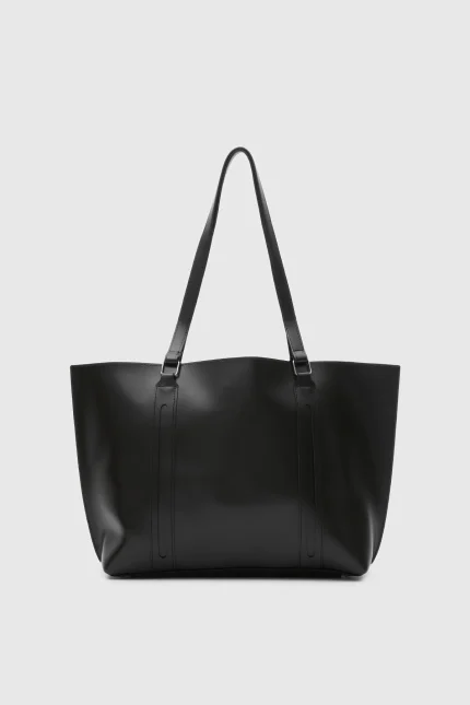 Minimalist Black Faux Leather Tote Bag
