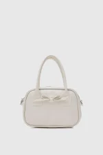 Chic White Bow Accent Handbag