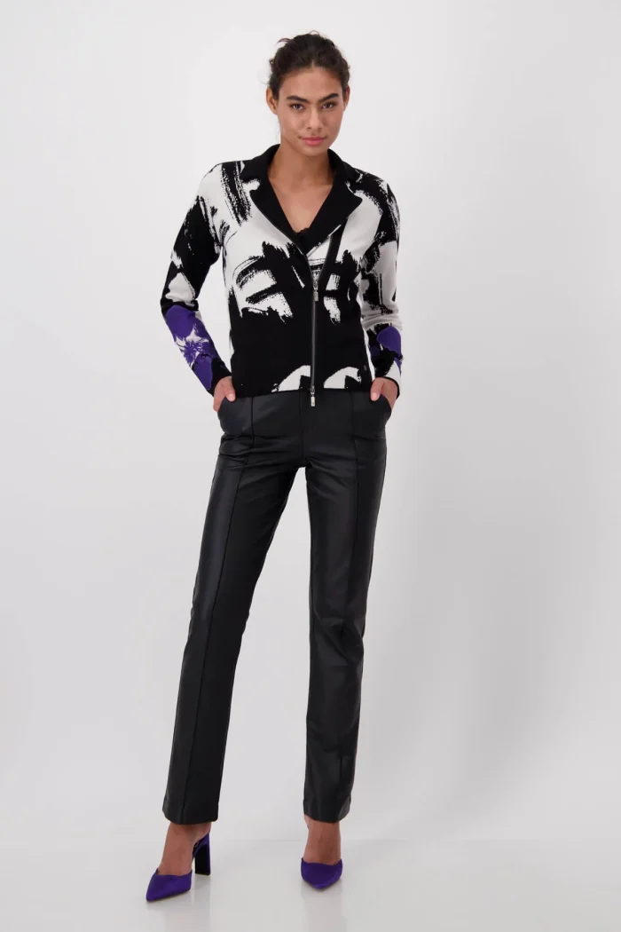 Abstract Pattern Zip-Up Knitwear - Image 2