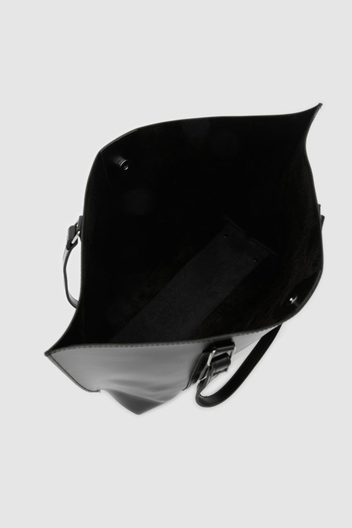 Minimalist Black Faux Leather Tote Bag - Image 5