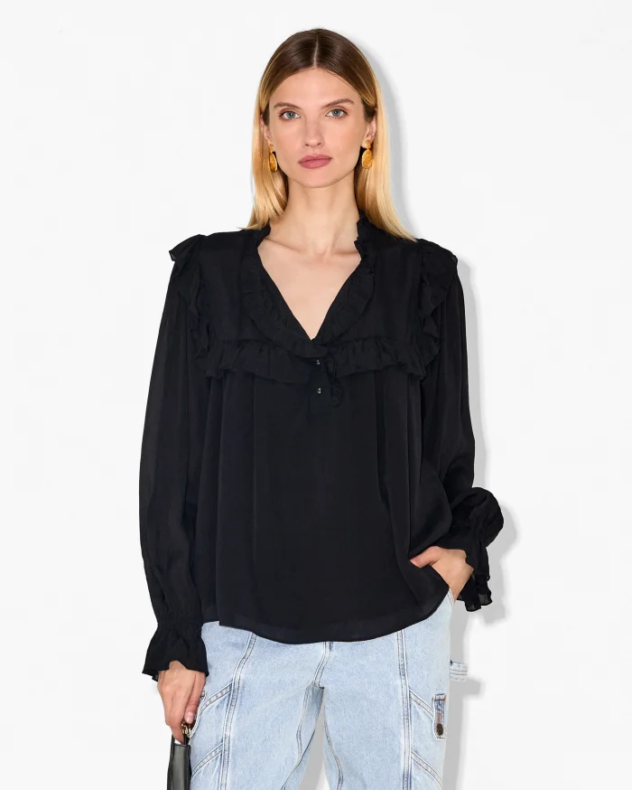 Elegant Black Ruffled Blouse - Image 3