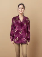 Elegant Floral Velvet Shirt