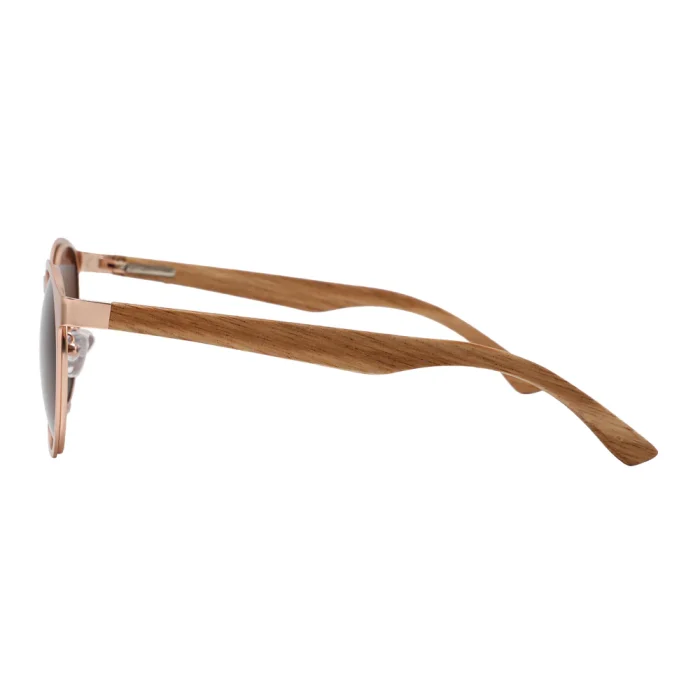 Stylish Rose Gold Sunglasses With Wooden Temples - Image 2
