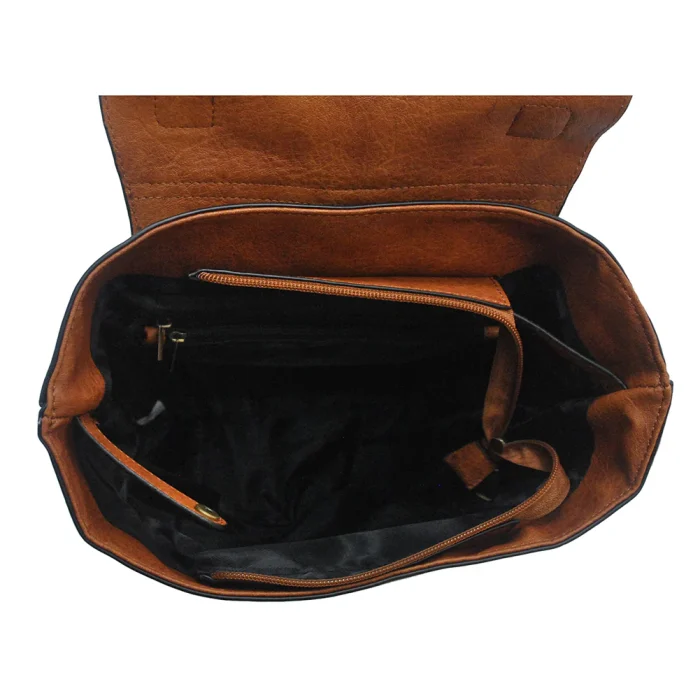 Stylish Backpack With Brown Leather Straps - Image 5