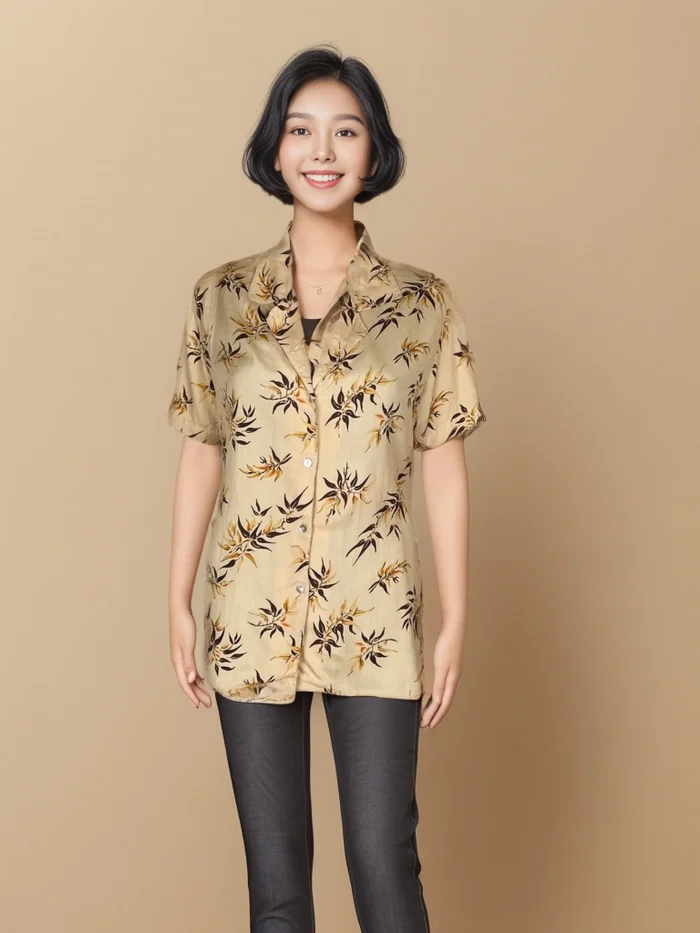 Elegant Floral Patterned Silk Shirt - Image 1