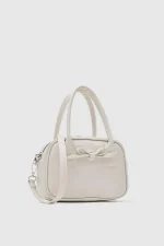 Chic White Bow Accent Handbag - Image 3