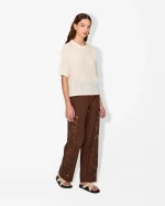Elegant Open-Knit Short Sleeve Sweater - Image 3